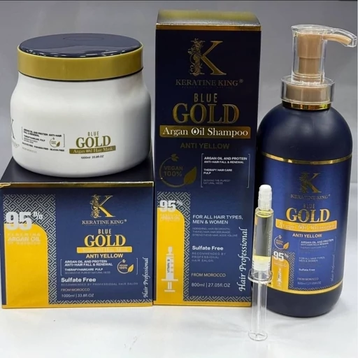 ست شامپو و ماسک حاوی روغن آرگان بلو گلد blue gold اورجینال ایتالیا